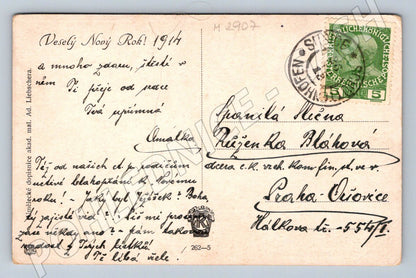 Postcard New Year's winter motif 1914 (M2907)