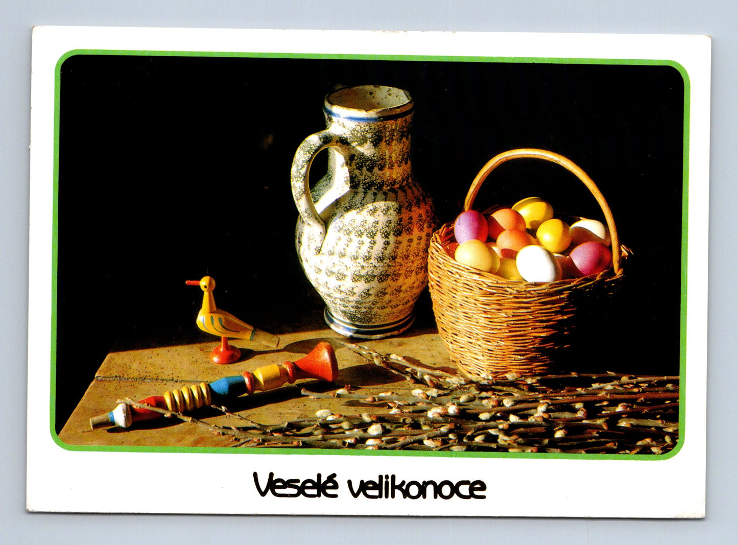 Pohlednice Veselé velikonoce, zátiší s vajíčky 1980 (M29075)