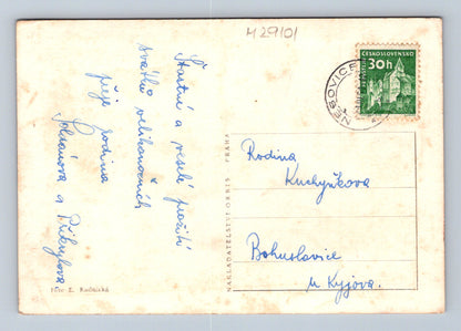 Pohlednice Radostné velikonoce košík a kočičky 1960 (M29101)