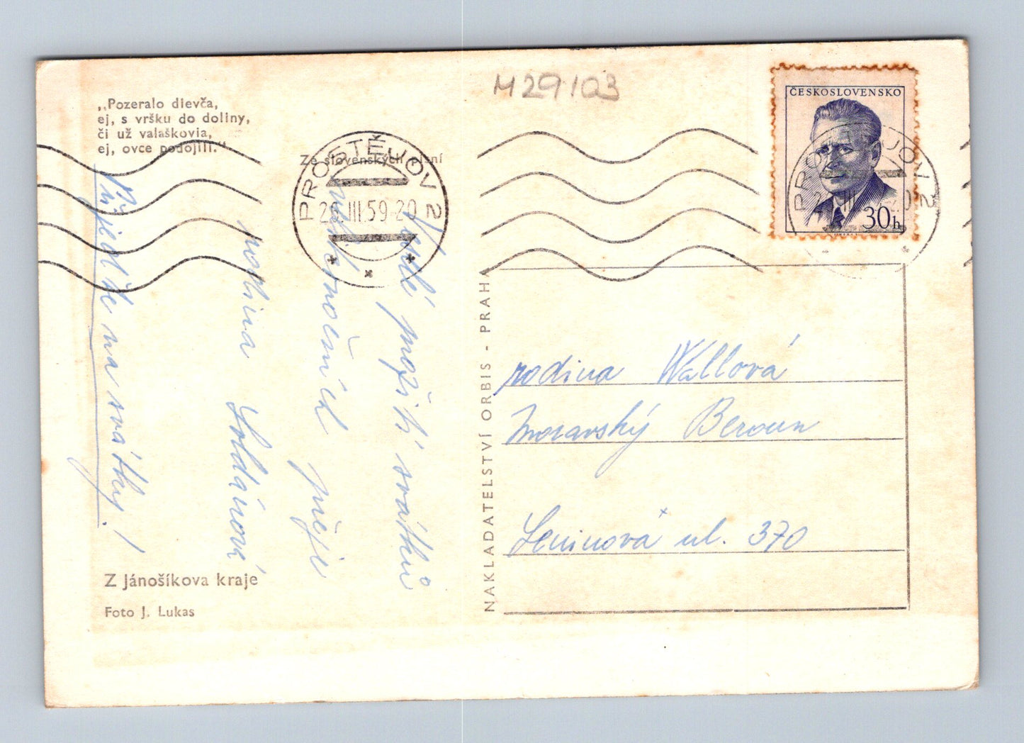 Pohlednice Slovensko ovce hory Velikonoce 1959 (M29103)