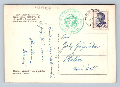 Pohlednice Slovácko pletení tatárů Veselé velikonoce 1959 (M29104)