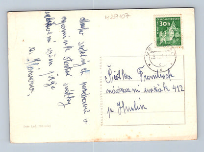 Pohlednice Velikonoční hory s budovou a kravami 1947 (M29107)