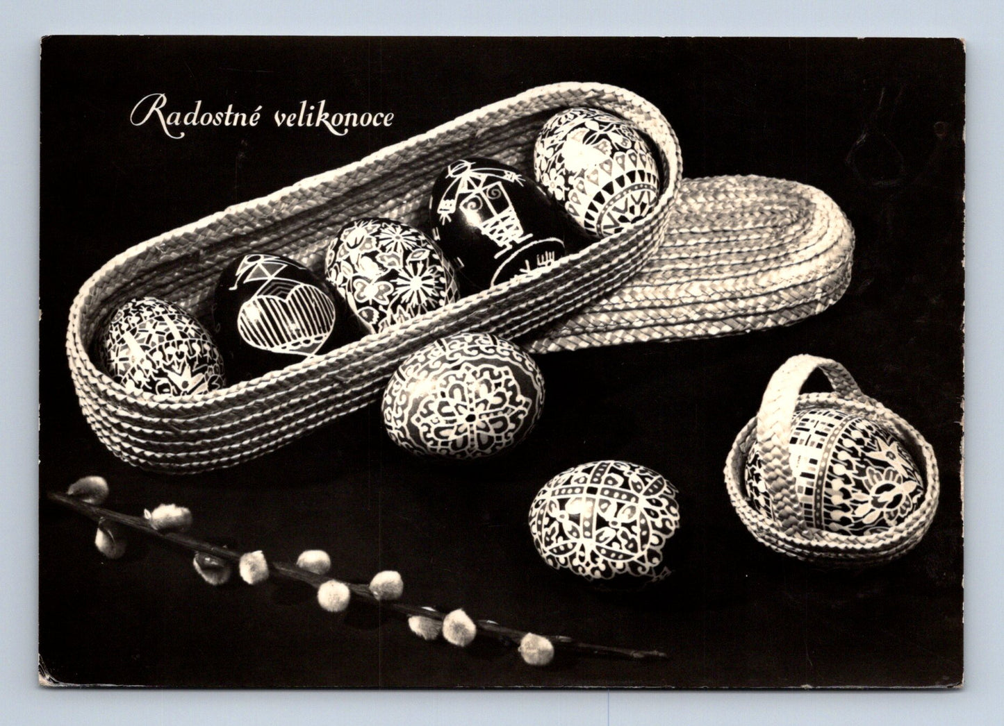 Pohlednice Velikonoce vajíčka proutěné košíky 1941 (M29110)