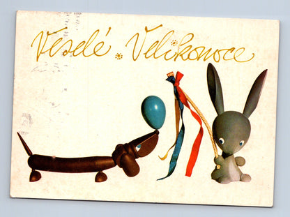 Pohlednice Velikonoce pes zajíc 1969 (M29120)