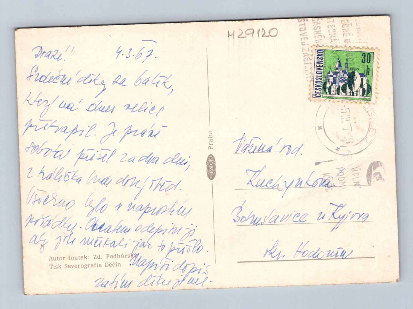 Pohlednice Velikonoce pes zajíc 1969 (M29120)