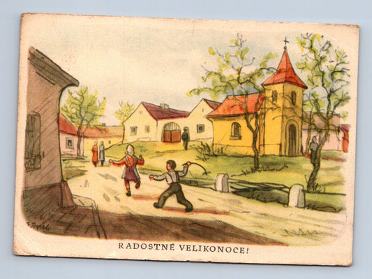 Pohlednice Velikonoce ilustrace 1950 (M29121)