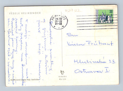 Pohlednice Vesele Velikonoce orba s koňmi 1970 (M29122)
