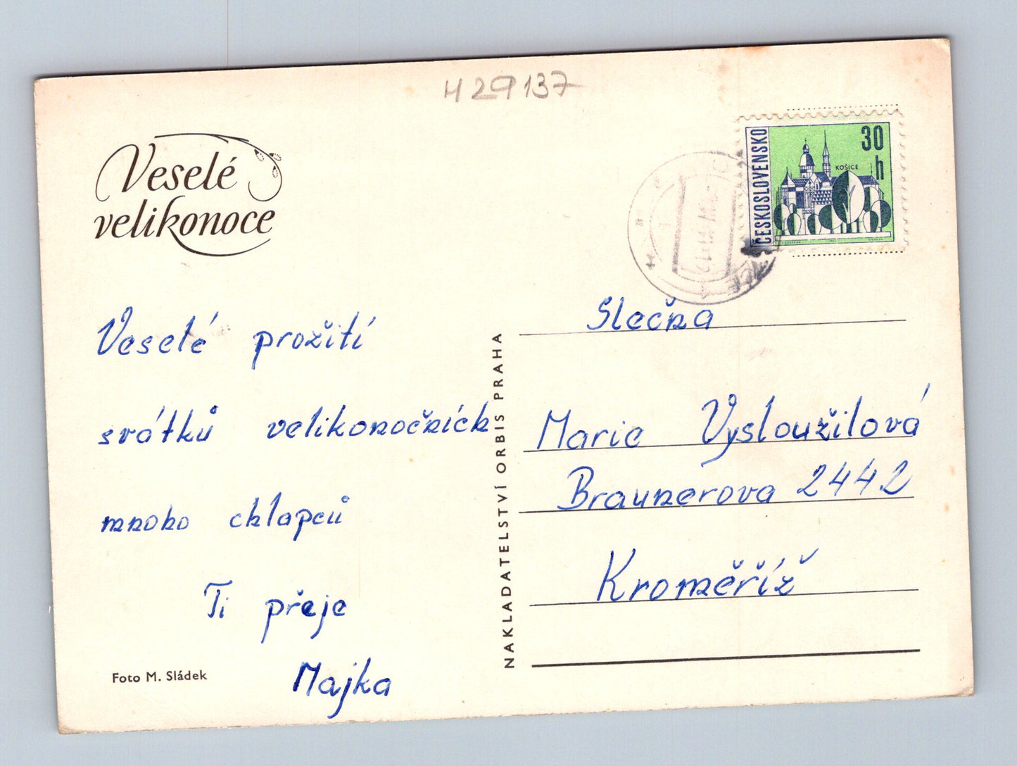 Pohlednice Velikonoce figurky v krojích cca 1960 (M29137)