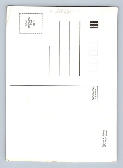 Pohlednice zimní motiv holčička krmí ptáčky (M29138)