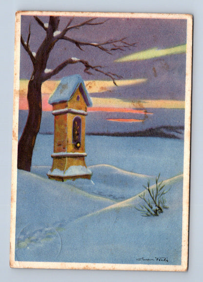 Pohlednice Německo umělecký motiv krmítko 1943 (M29141)