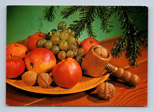Pohlednice Vánoční zátiší s ovocem a louskáčkem 1976 (M29145)