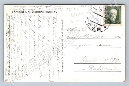 Postcard Christmas card 1934 watercolor J Spáčil (M2916)