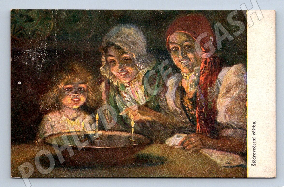 Postcard Christmas Eve Fortune Telling V Oliva Christmas (M2918)