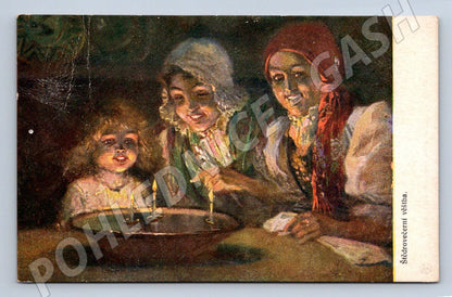 Postcard Christmas Eve Fortune Telling V Oliva Christmas (M2918)