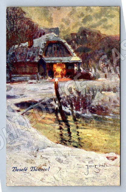 Postcard J Špačil Merry Christmas 1910 (M2922)