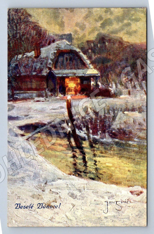 Postcard J Špačil Merry Christmas 1910 (M2922)