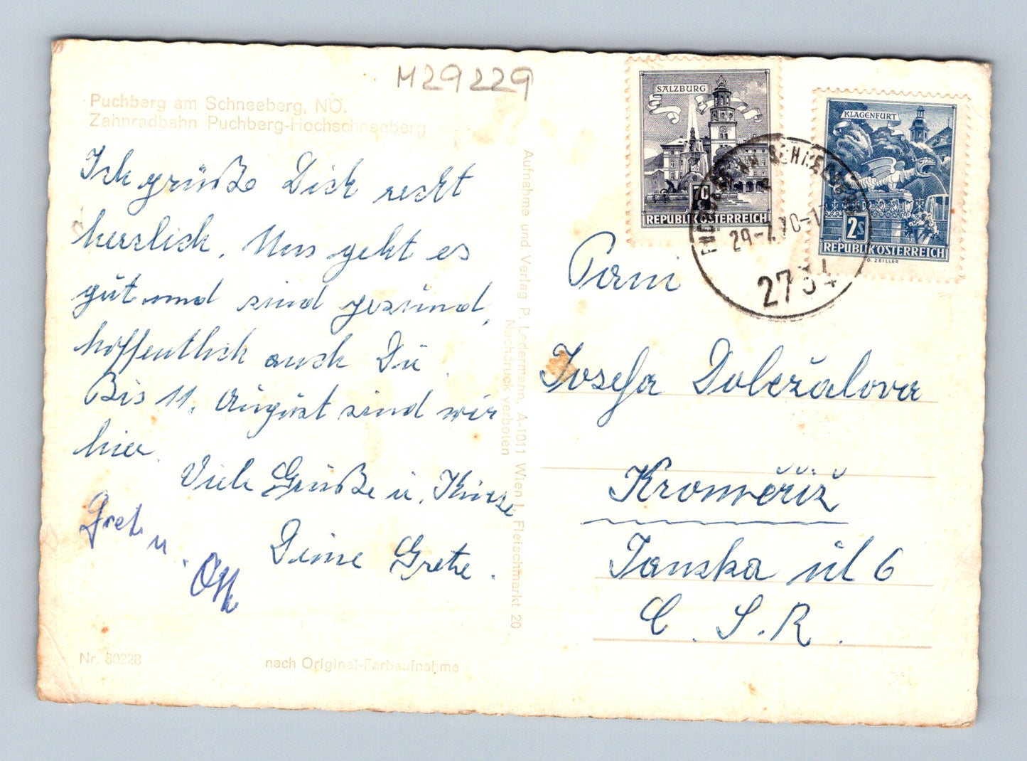 Pohlednice Rakousko Puchberg Schneeberg zubačka 1970 (M29229)