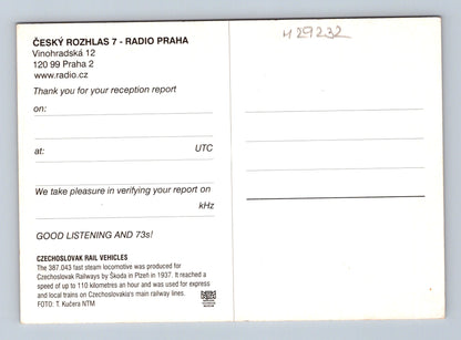 Pohlednice parní lokomotiva 387.043 Radio Praha QSL (M29232)