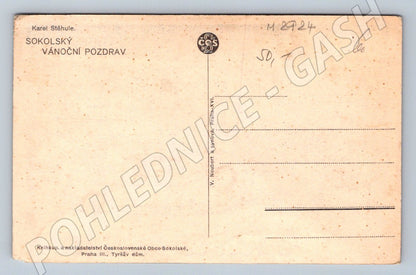 Postcard Sokol Christmas greeting folk motifs (M2924)