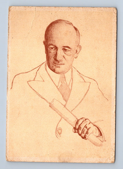Pohlednice Praha kresba muže s holí 1945 (M29241)