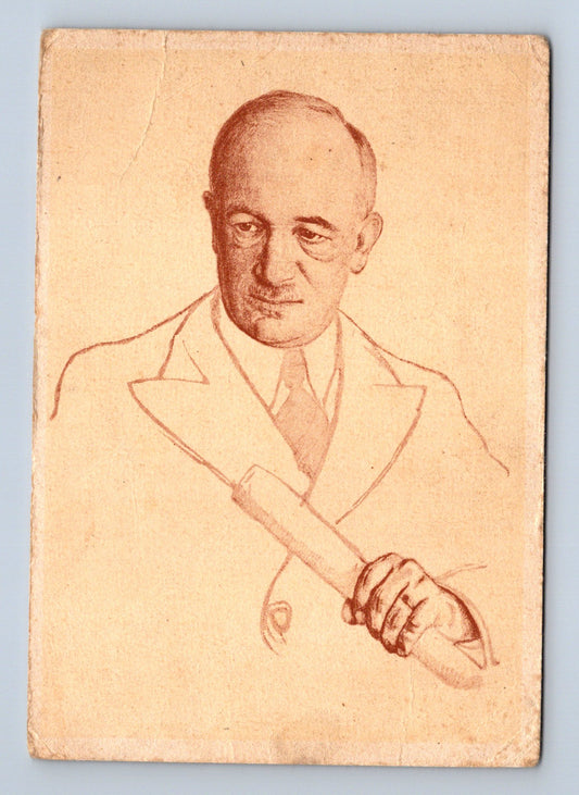 Pohlednice Praha kresba muže s holí 1945 (M29241)