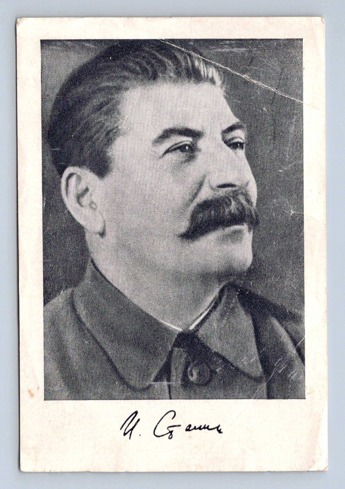 Stará fotografie portrét muže s knírem, s podpisem (M29243)