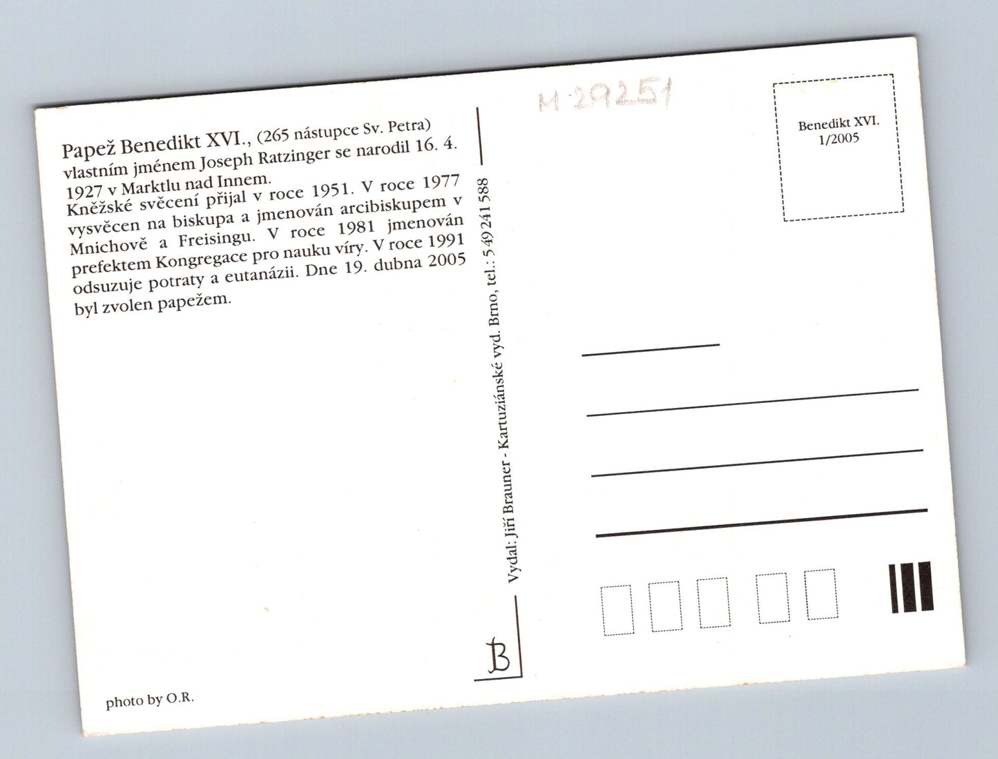 Pohlednice Papež Benedikt XVI. 2005 (M29251)