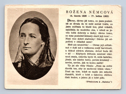 Pohlednice Božena Němcová s textem z Babičky (M29258)