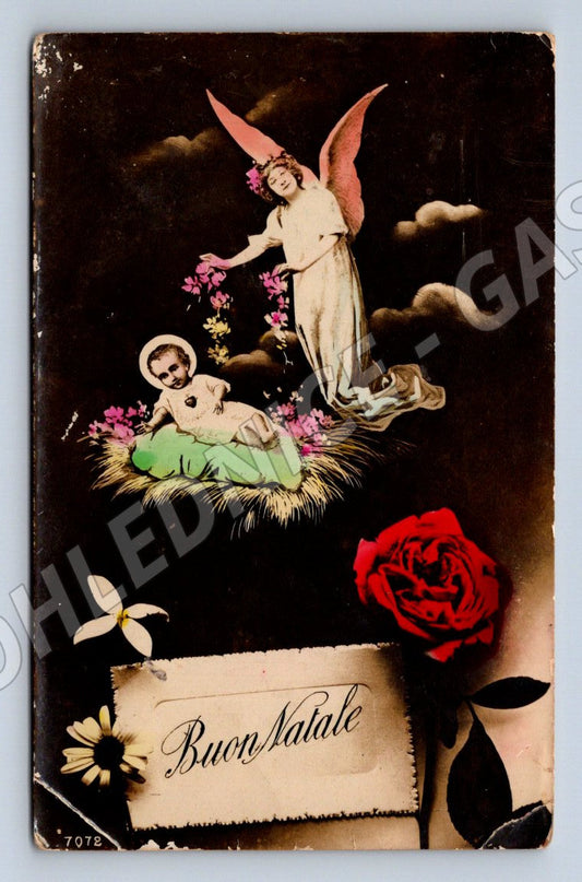 Postcard Baby Jesus and Christmas Angel 1917 (M2926)