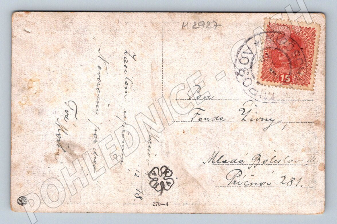 Postcard New Year's greeting, country clothes (M2927)