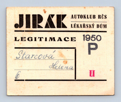 Stará fotografie Legitimace Autoklub RČS Lékařský dům 1950 (M29292)