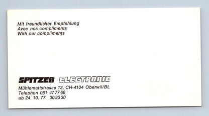 Pohlednice Švýcarsko Spitzer Electronic komplimentka 1977 (M29311)