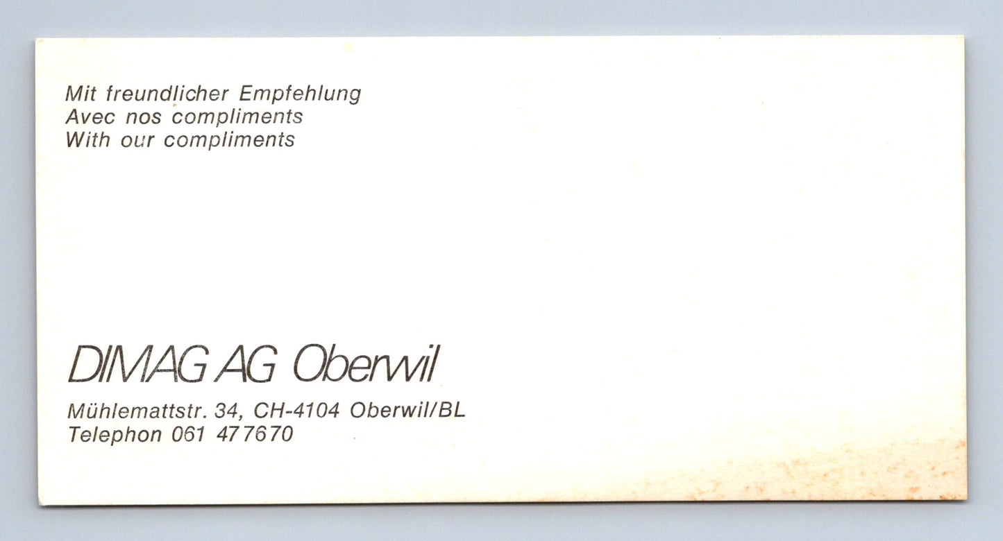 Pohlednice Švýcarsko DIMAG AG Oberwil compliments card (M29313)
