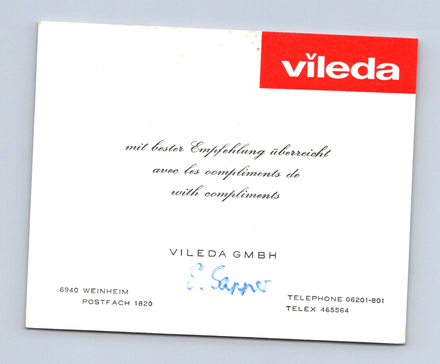 Pohlednice Německo Vileda reklamní karta (M29316)