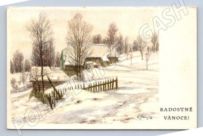 Postcard K Živný winter watercolor 1926 (M2932)