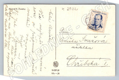 Postcard K Živný winter watercolor 1926 (M2932)