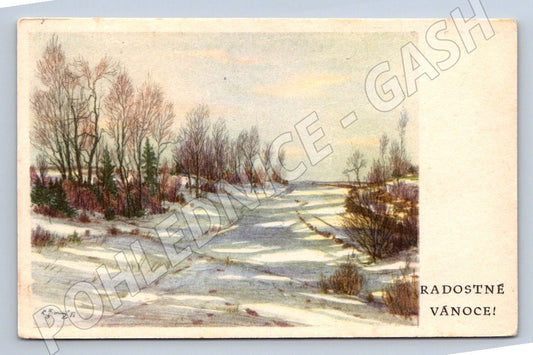 Postcard K Živný winter watercolor 1954 (M2934)
