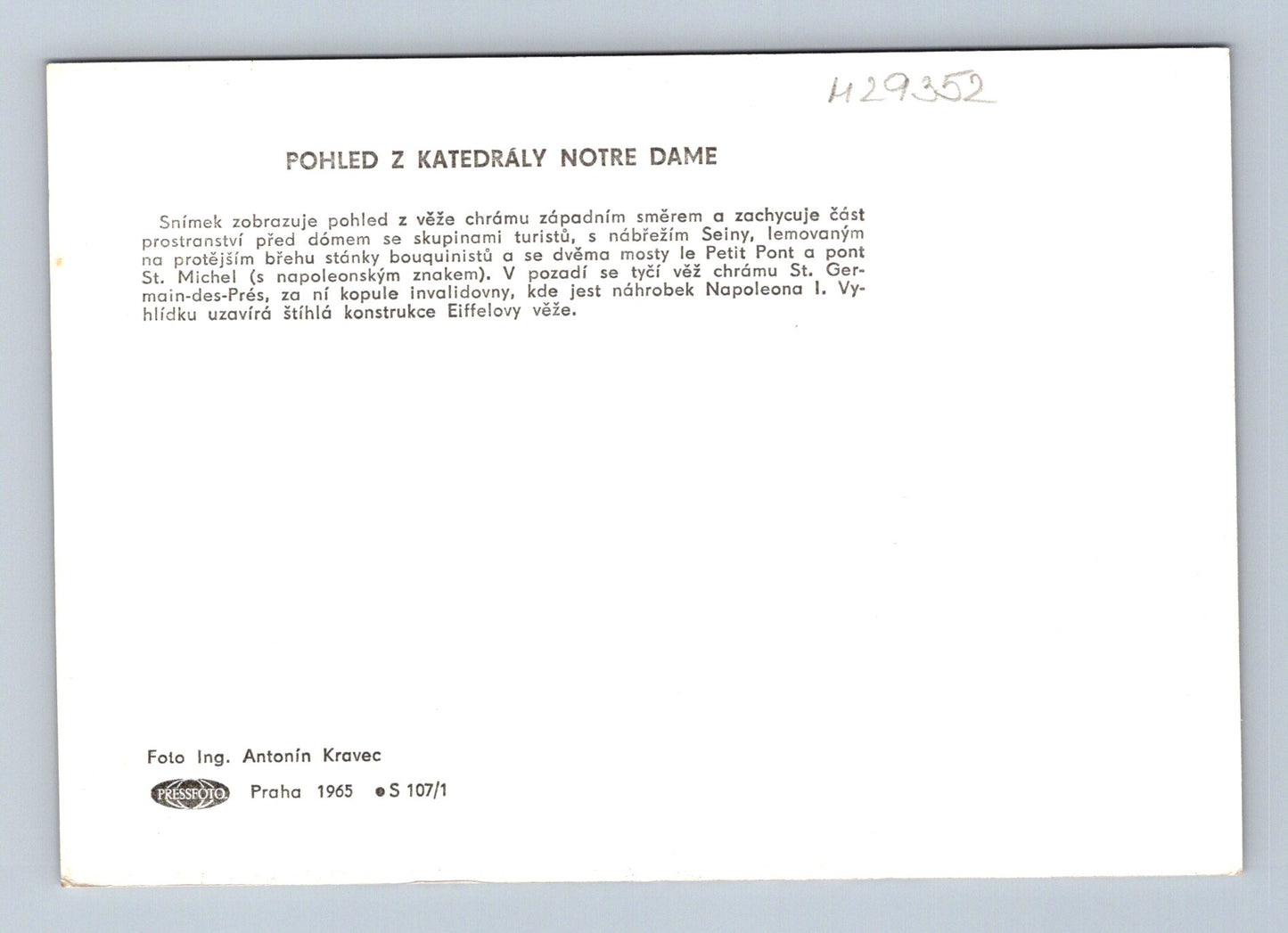 Pohlednice Francie Paříž panorama Seina 1965 (M29352)