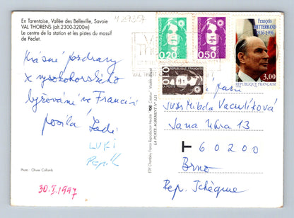 Pohlednice Francie Val Thorens LAiguille de Peclet 1997 (M29354)