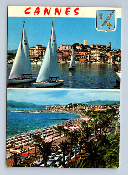 Pohlednice Francie Cannes přístav pláž 1975 (M29364)
