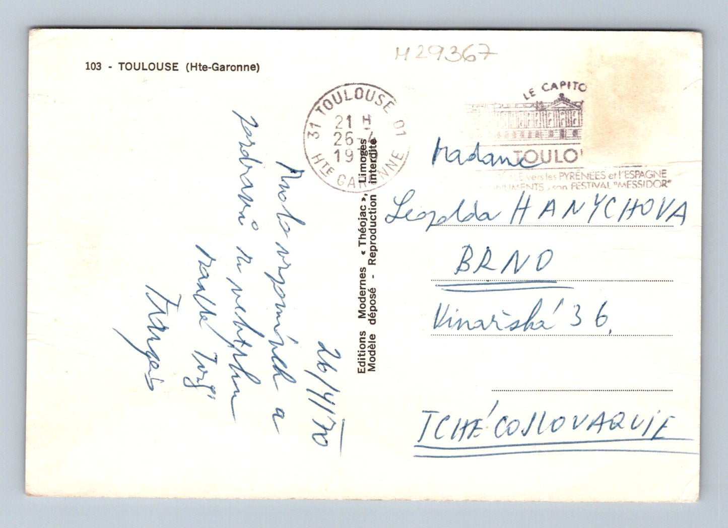 Pohlednice Francie Toulouse panorama 1971 (M29367)