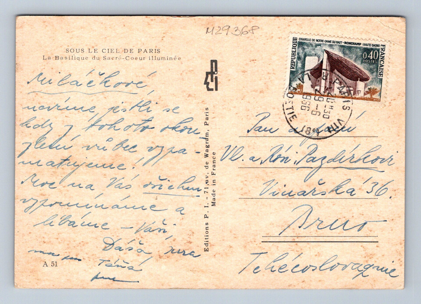 Pohlednice Francie Paříž Sacré-Cœur v noci 1930 (M29368)