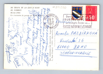 Pohlednice Francie Cannes pláž a promenáda 1974 (M29370)
