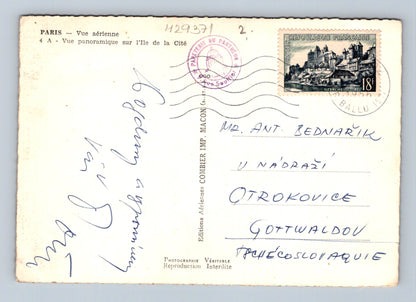 Pohlednice Francie Paříž Ile de la Cité letecký pohled 1952 (M29371)