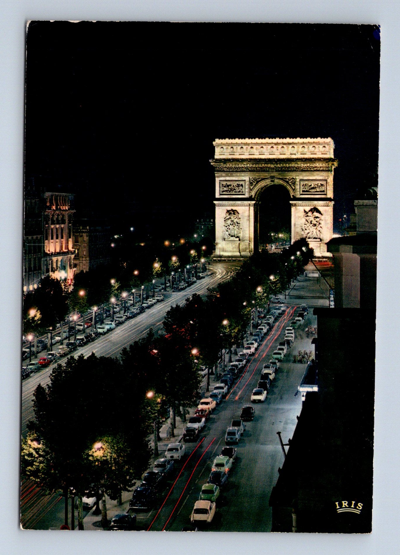 Francie Paříž Vítězný oblouk Champs-Élysées noc 1973 (M29372)