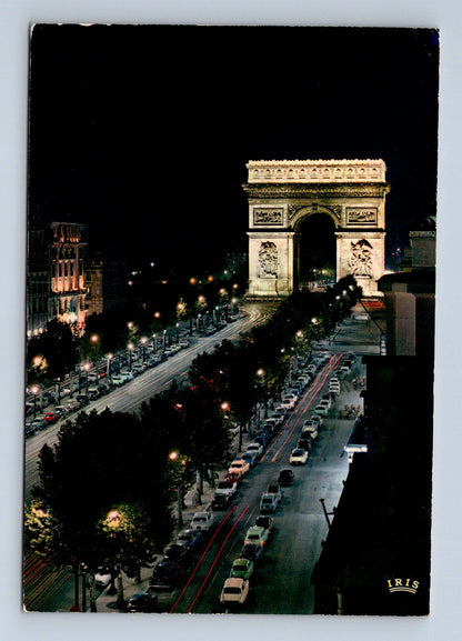 Francie Paříž Vítězný oblouk Champs-Élysées noc 1973 (M29372)
