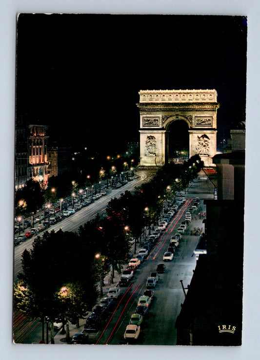 Francie Paříž Vítězný oblouk Champs-Élysées noc 1973 (M29372)