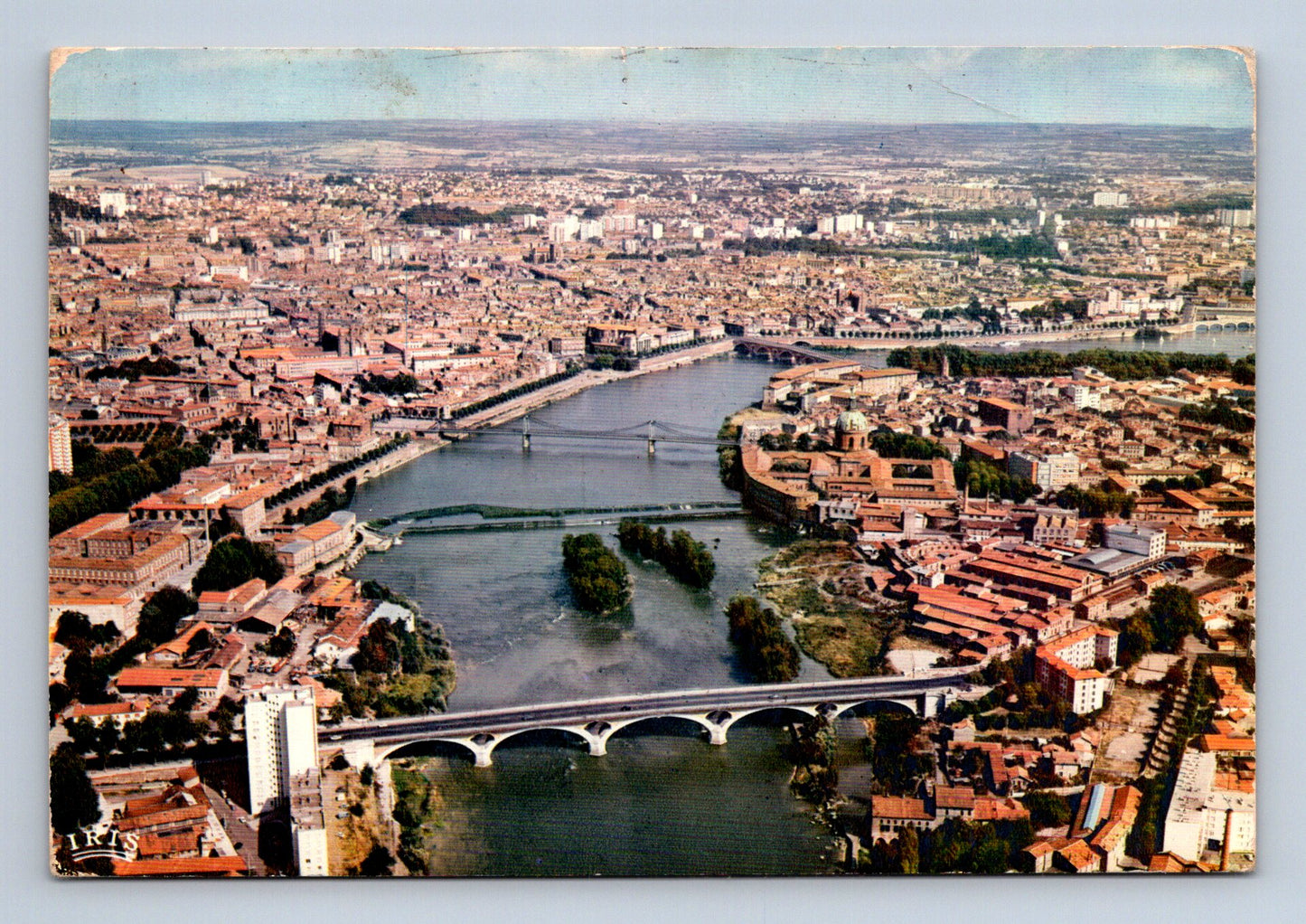 Pohlednice Francie Toulouse letecký pohled Garonna mosty 1971 (M29374)