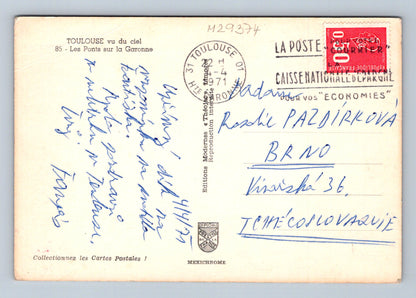 Pohlednice Francie Toulouse letecký pohled Garonna mosty 1971 (M29374)