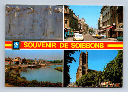 Pohlednice Francie Soissons koláž motivů 1988 (M29384)